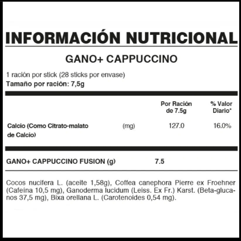 GANO+ CAPPUCCINO DE FUXION Ganoderma Lucidum+ Micronutrientes
